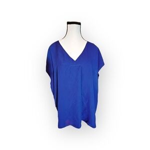 Women’s 2x reitmans Electric Blue Drop Shoulder Wide V Neck Blousy Top
